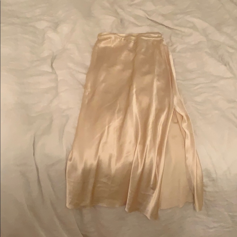Silk midi skirt with slit